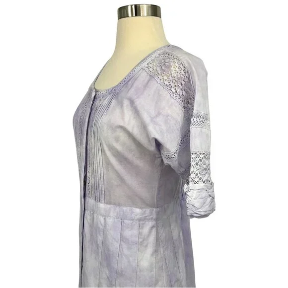 LoveShackFancy Edie Lilac Violet Cotton Midi Dress Size XS Short Sleeve - Picture 6 of 16